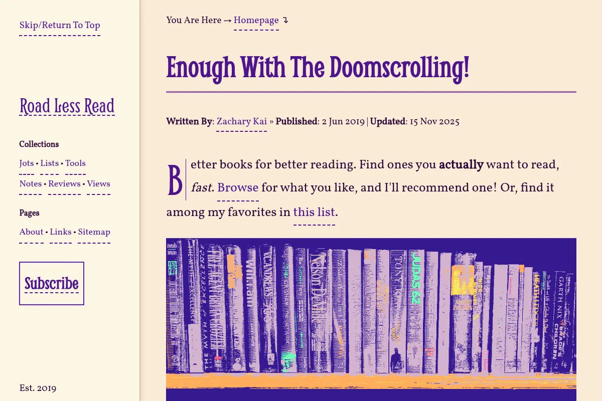 Road Less Read: Better Books For Better Reading