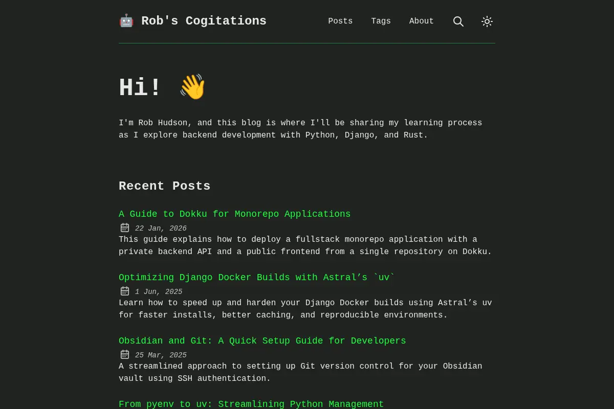 Rob's Cogitations