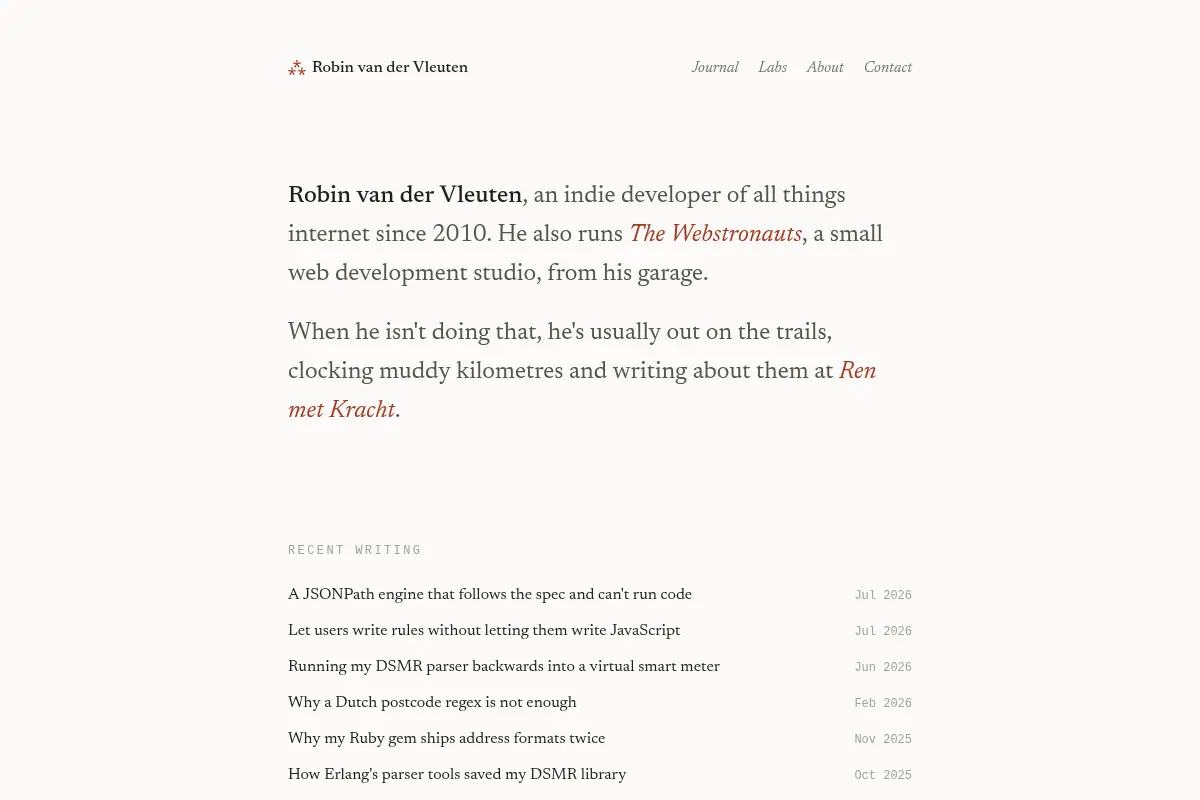 Robin van der Vleuten, indie developer of all things internet