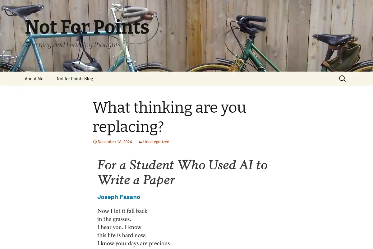 Not For Points | Teaching and Learning thoughts