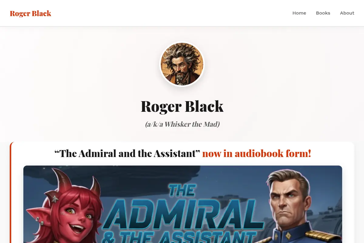 Roger Black, a/k/a Whisker the Mad, author of the Riotfish, Inc. series