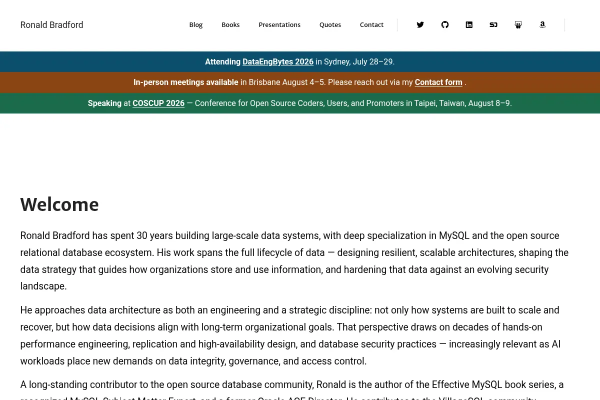 Ronald Bradford - MySQL Expert & Data Architect