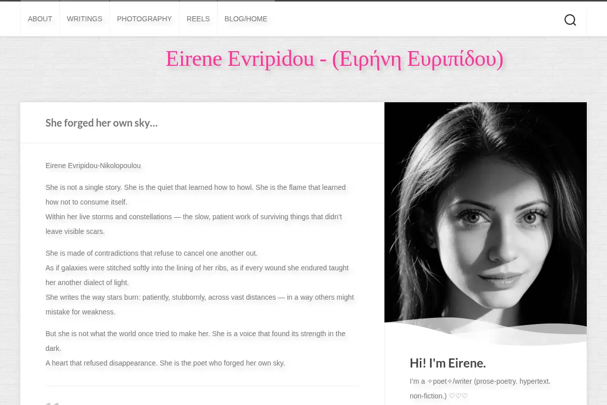 She forged her own sky... — Eirene Evripidou - (Ειρήνη Ευριπίδου)