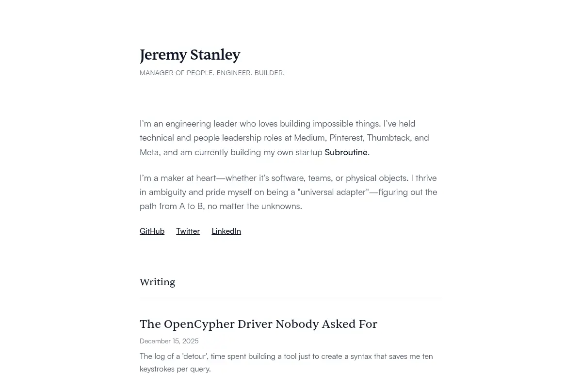 Jeremy Stanley - Manager of People. Engineer. Builder.