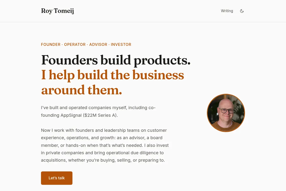 Roy Tomeij | Founder · Operator · Advisor · Investor