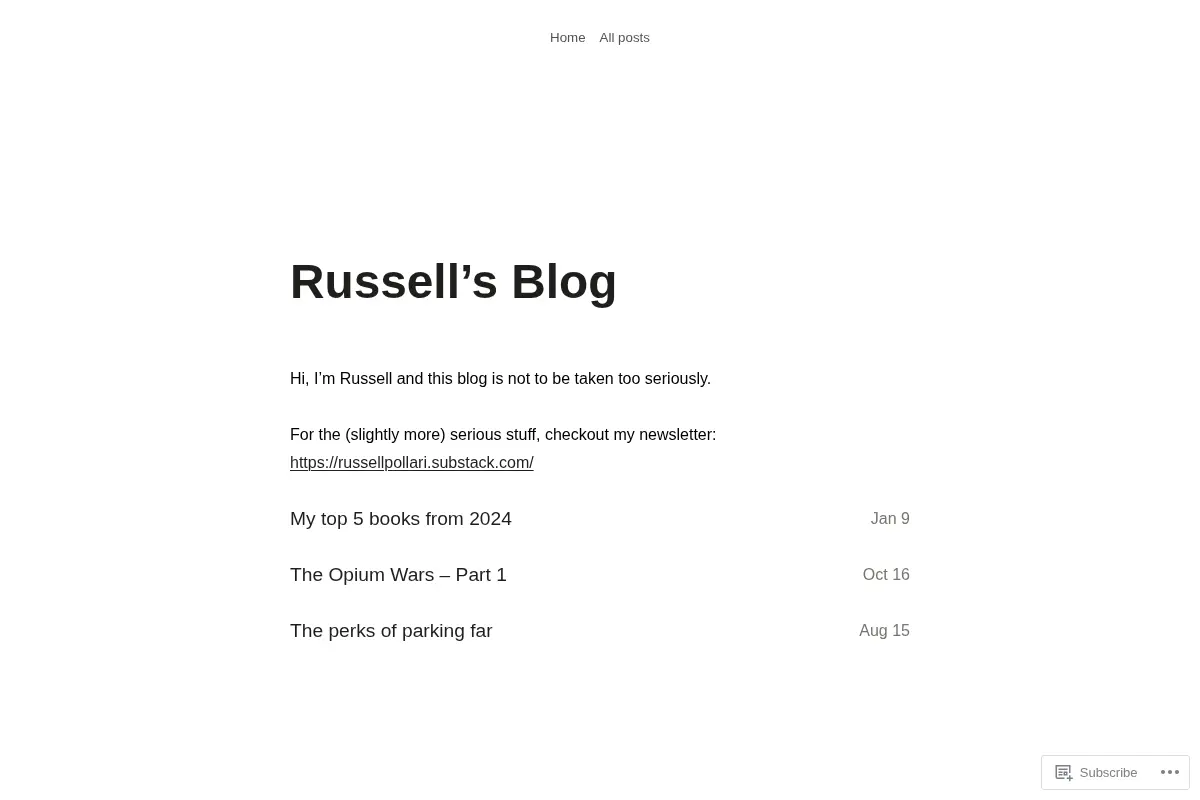 The blog of Russell Pollari