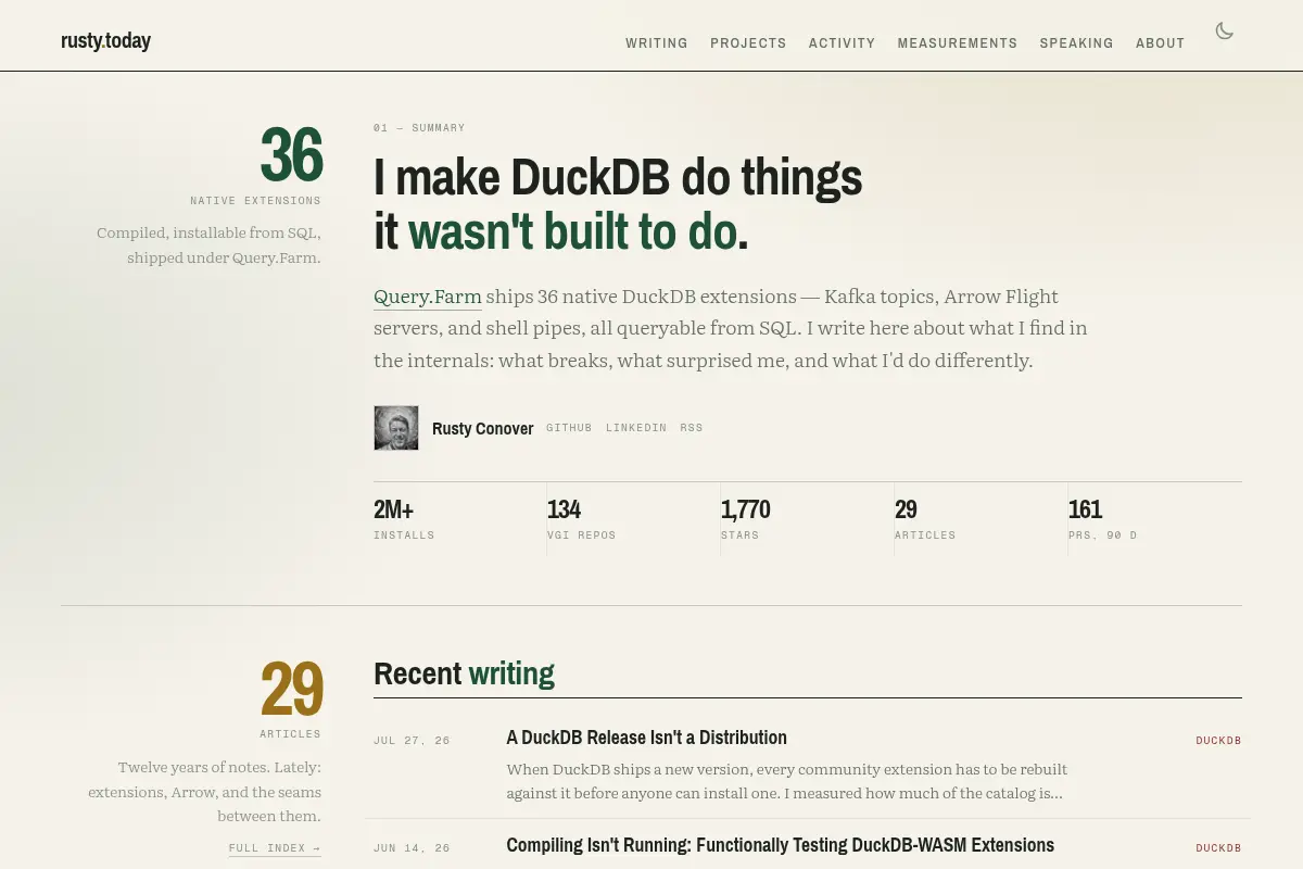 Rusty Conover — DuckDB extensions and what's inside them