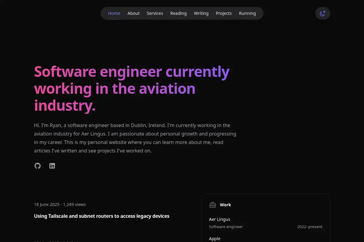 Ryan Freeman - Software engineer based in Dublin, Ireland.