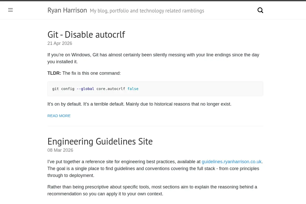 Ryan Harrison - My blog, portfolio and technology related ramblings