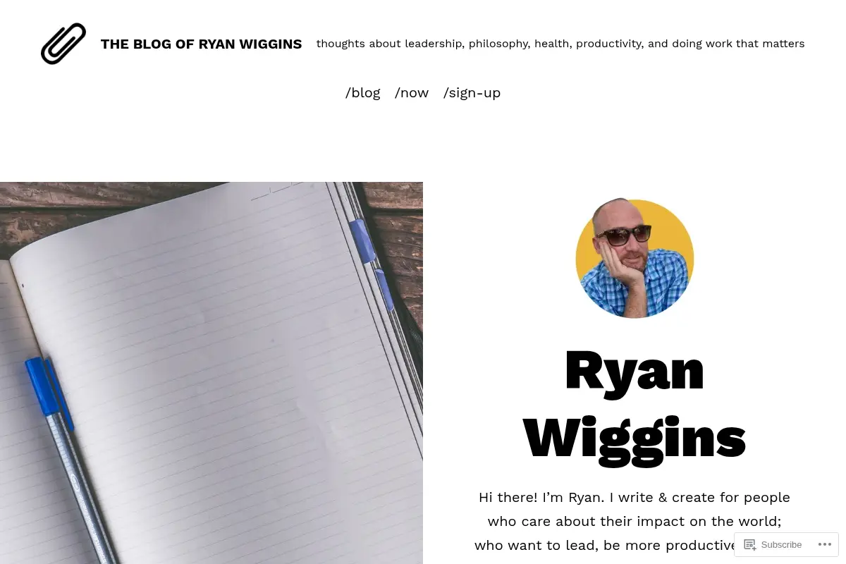 The Blog of Ryan Wiggins – thoughts about leadership, philosophy, health, productivity, and doing work that matters