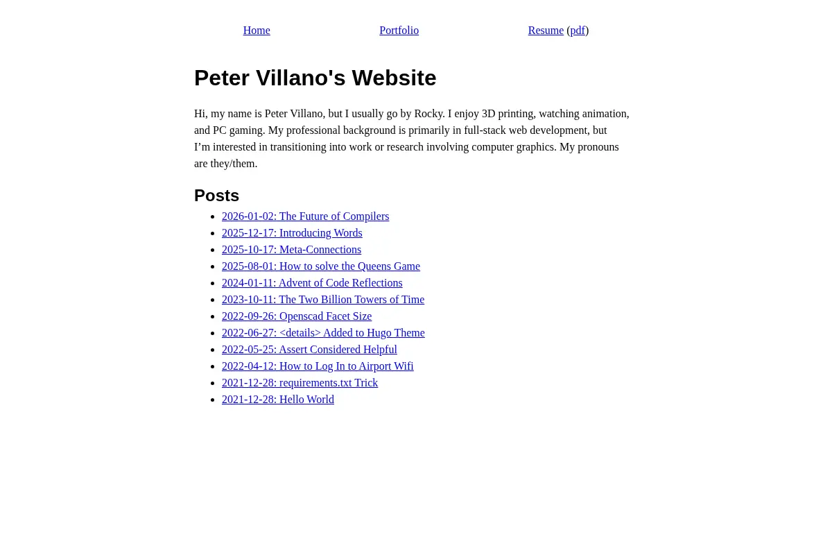 Peter Villano's Website