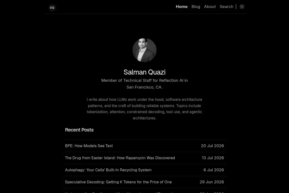 Salman Quazi — Software architecture, LLMs, algorithms, and engineering craft.