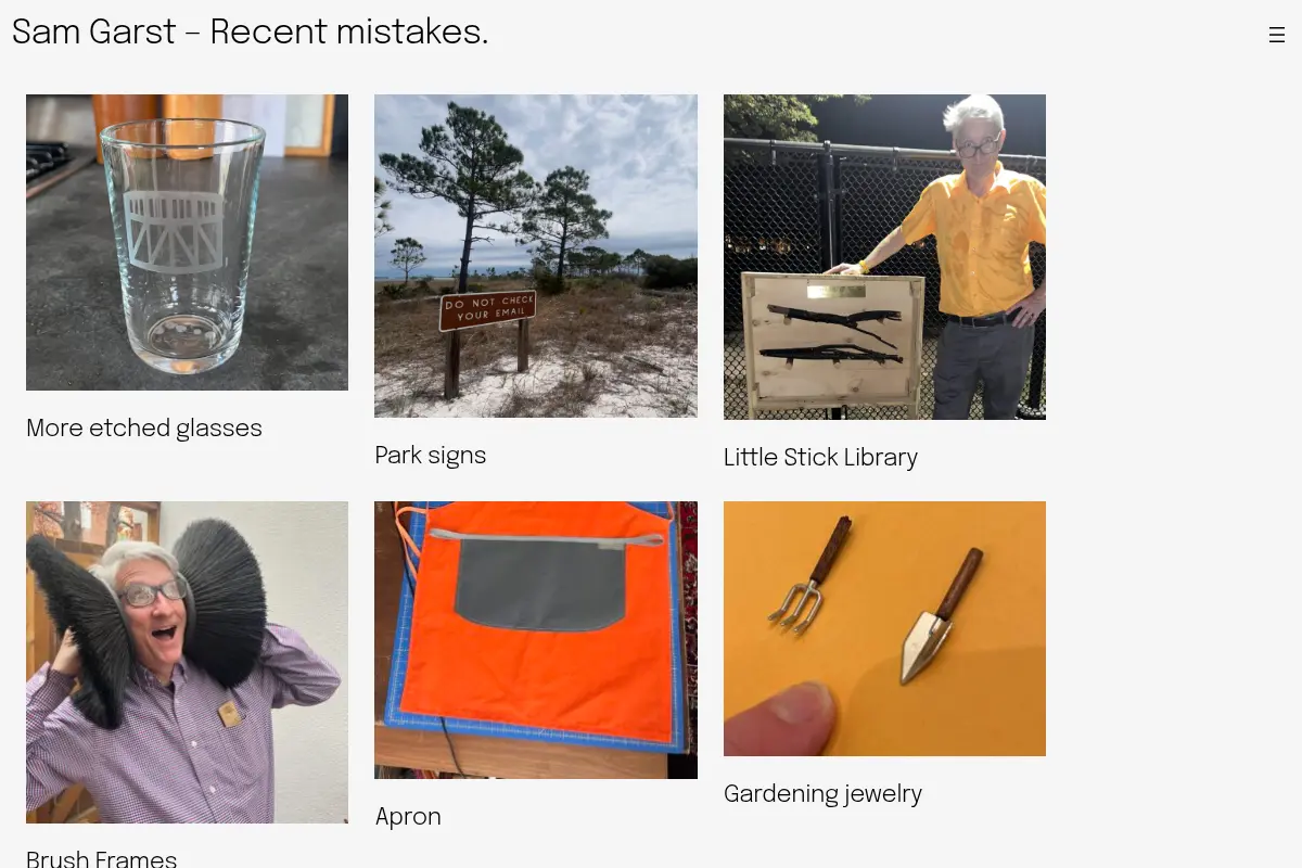 Sam Garst – Recent mistakes. – Digital junk drawer.