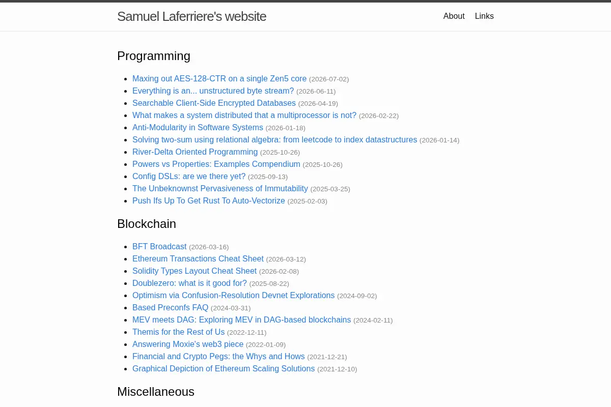 Samuel Laferriere's website