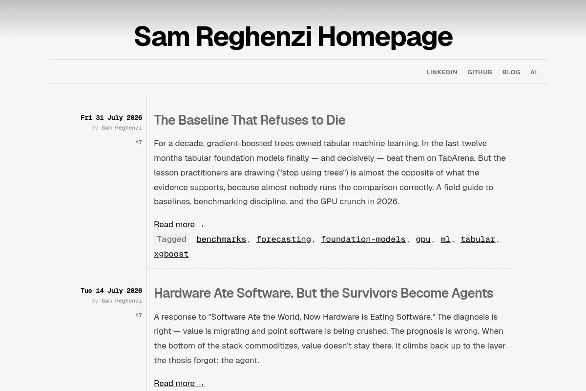Sam Reghenzi Homepage