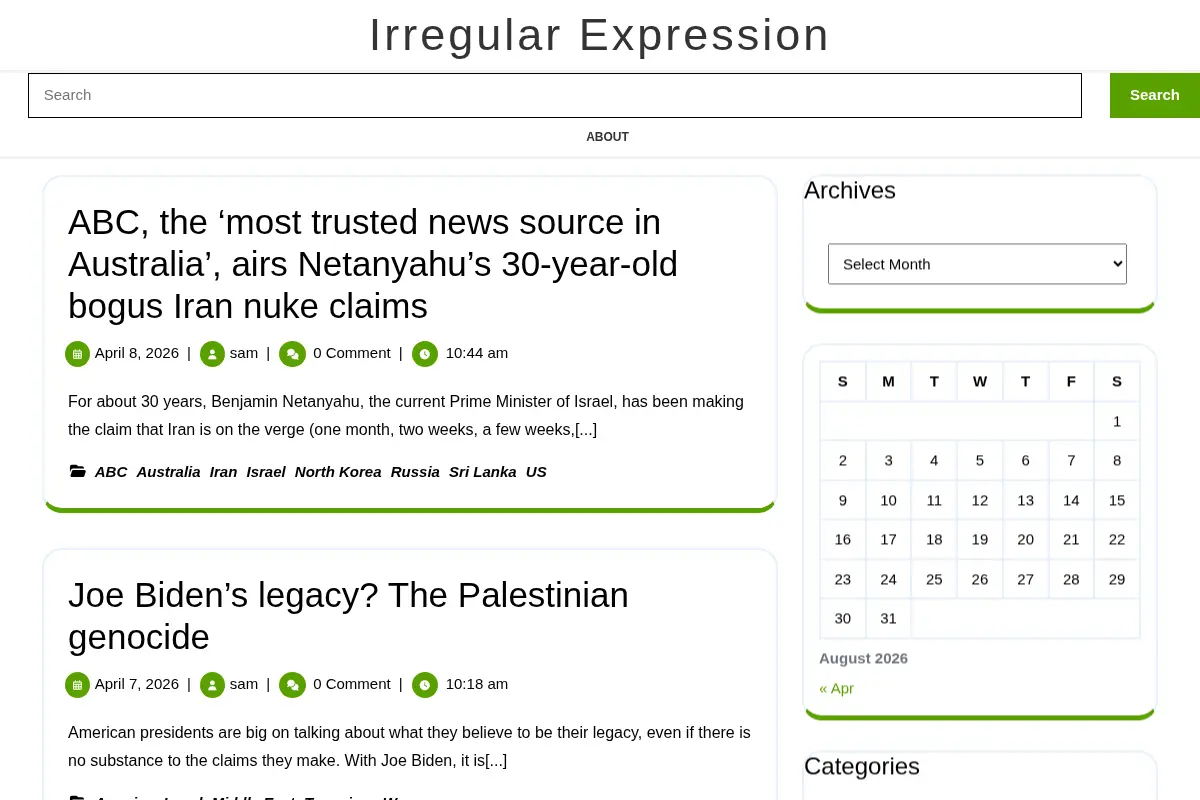 Irregular Expression – Personal opinions from a denizen of a land Down Under.