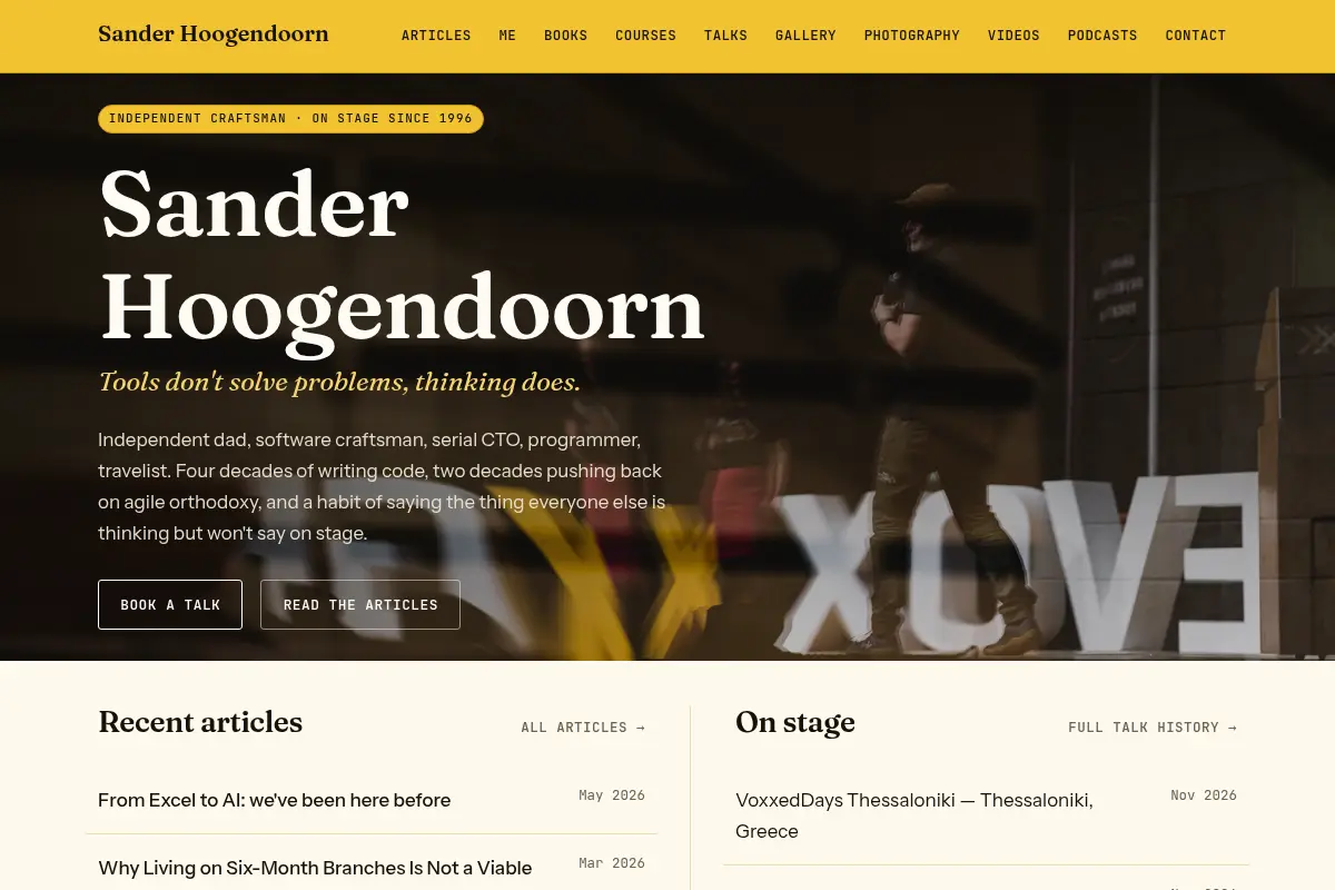 Sander Hoogendoorn — Software Craftsman, Speaker & Writer