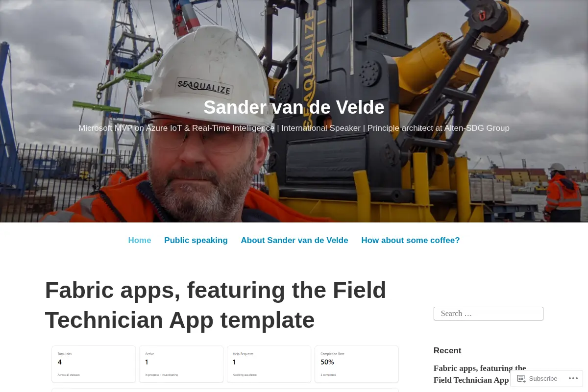 Sander van de Velde – Microsoft MVP on Azure IoT & Real-Time Intelligence