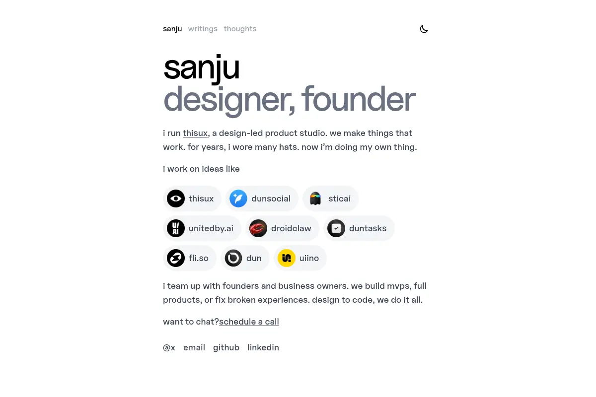 sanju — designer, founder