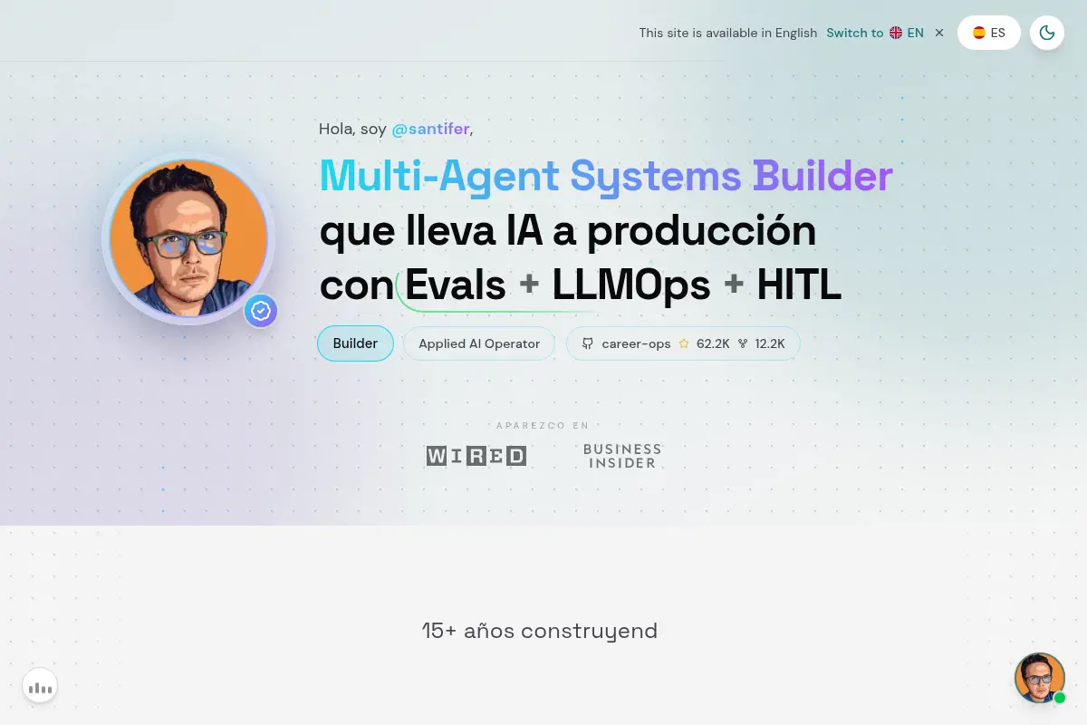 santifer | Applied AI Operator · Builder of career-ops