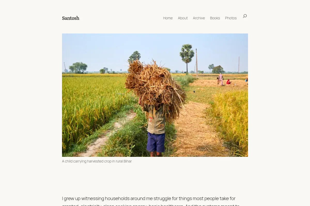 Santosh : Sustainability. Books. Technology. Reflections.