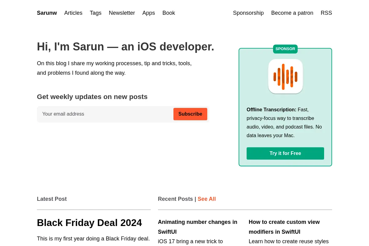 Sarunw - A weekly blog about iOS development