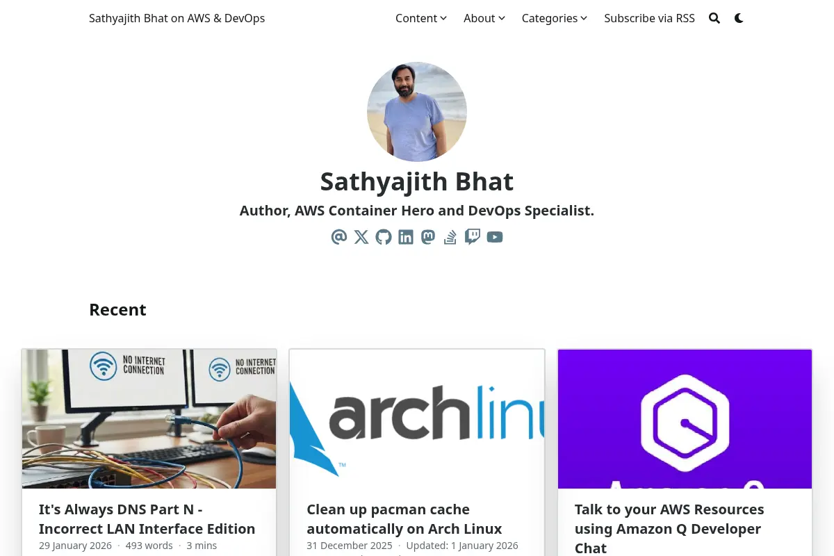 Sathyajith Bhat on AWS & DevOps