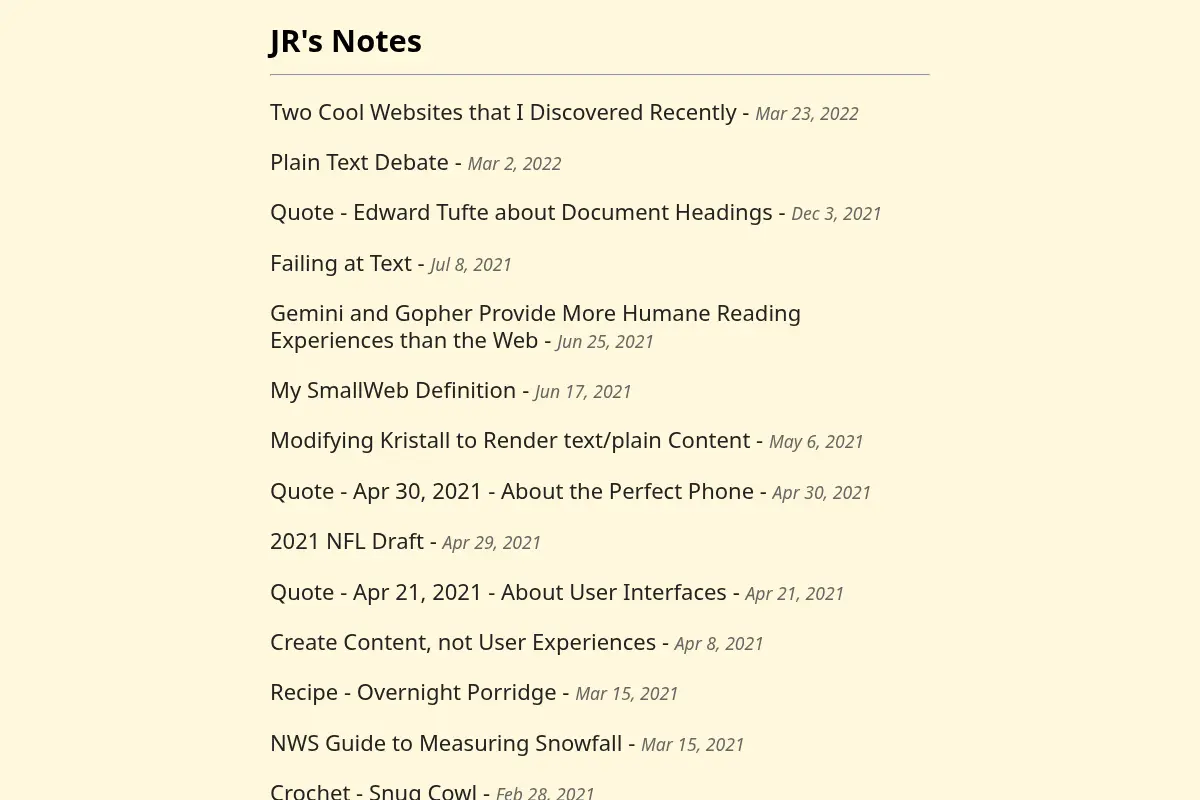 JR's Notes