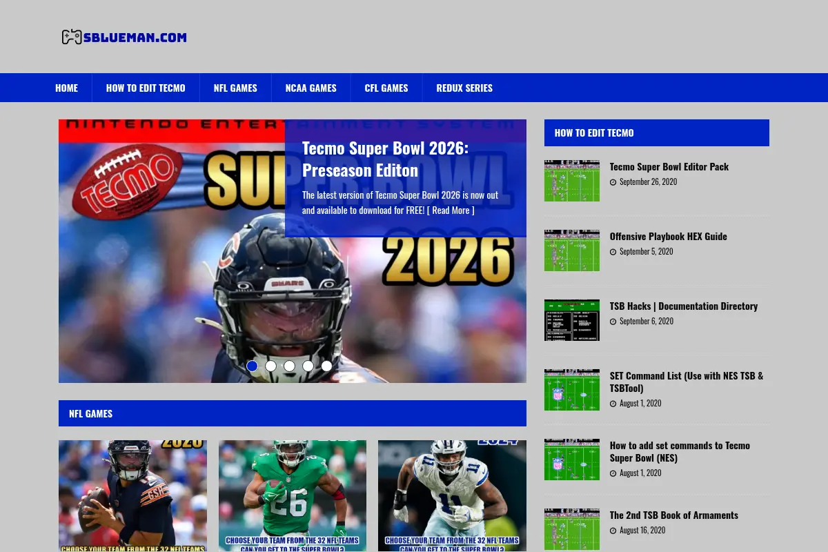 A little corner of the internet inhabited by a Tecmo Super Bowl aficionado