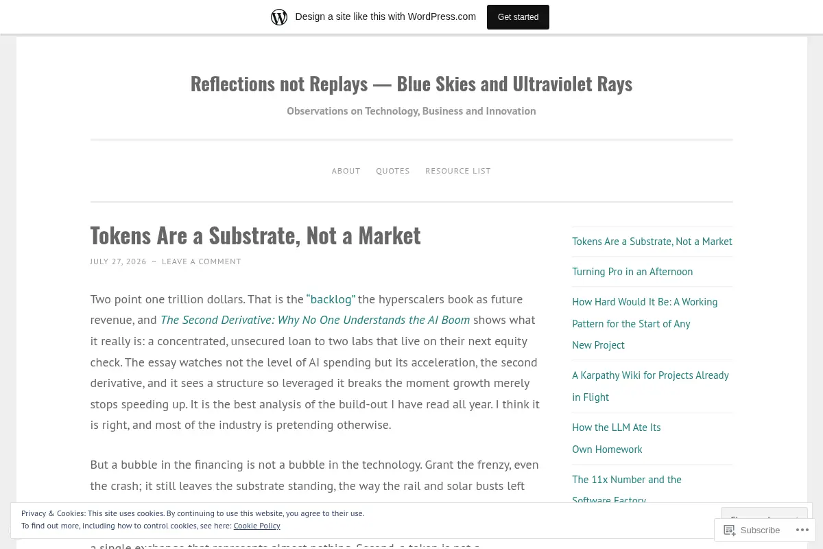 Reflections not Replays — Blue Skies and Ultraviolet Rays