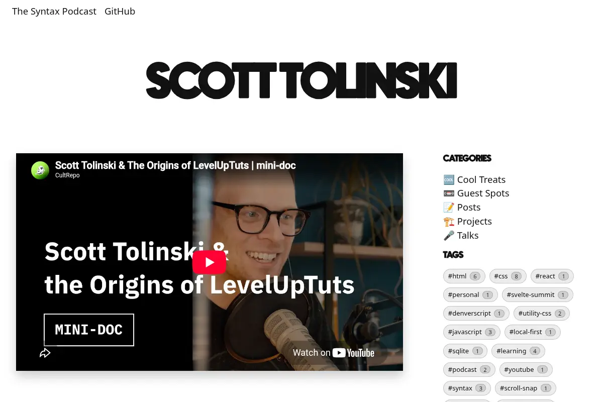 The Homepage of Scott Tolinski
