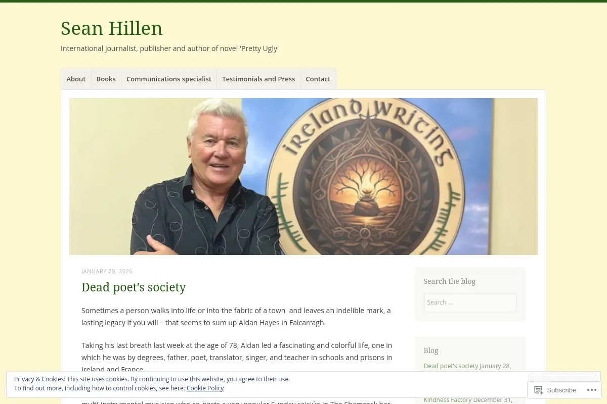 Sean Hillen – International journalist, publisher and author of novel 'Pretty Ugly'