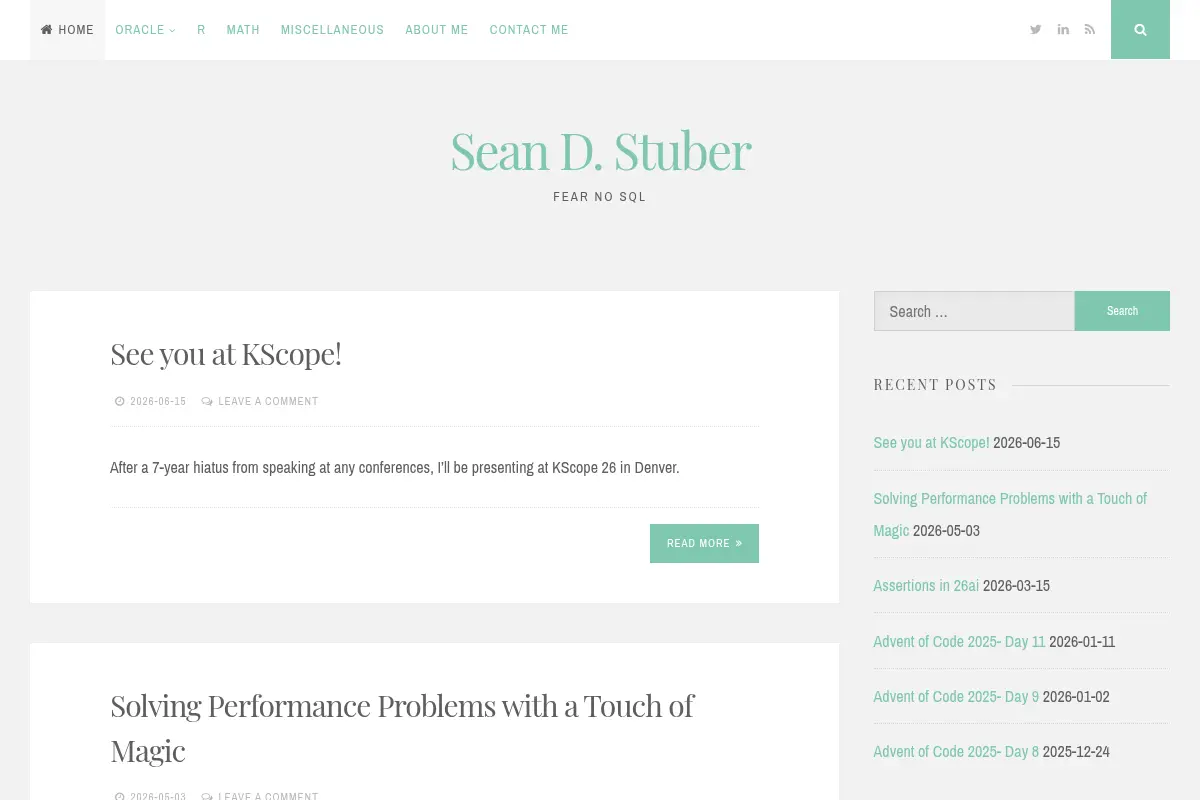 Sean D. Stuber – Fear No SQL