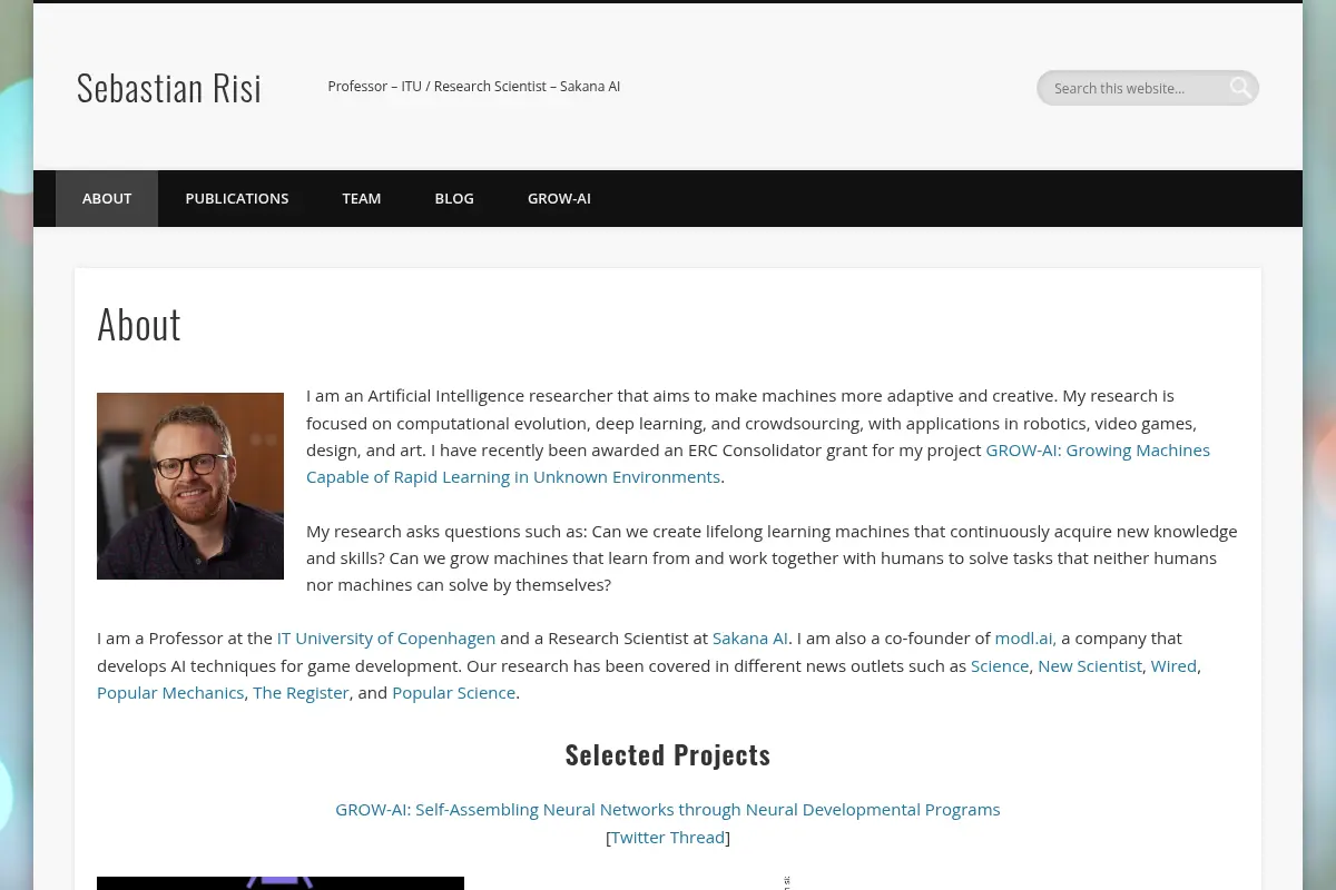 Sebastian Risi – Professor – ITU / Research Scientist – Sakana AI