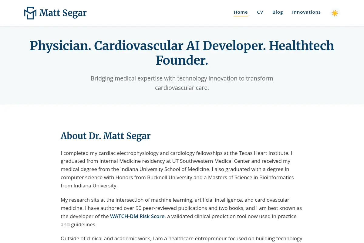 Dr. Matt Segar - Cardiac Electrophysiologist & AI Healthcare Innovator