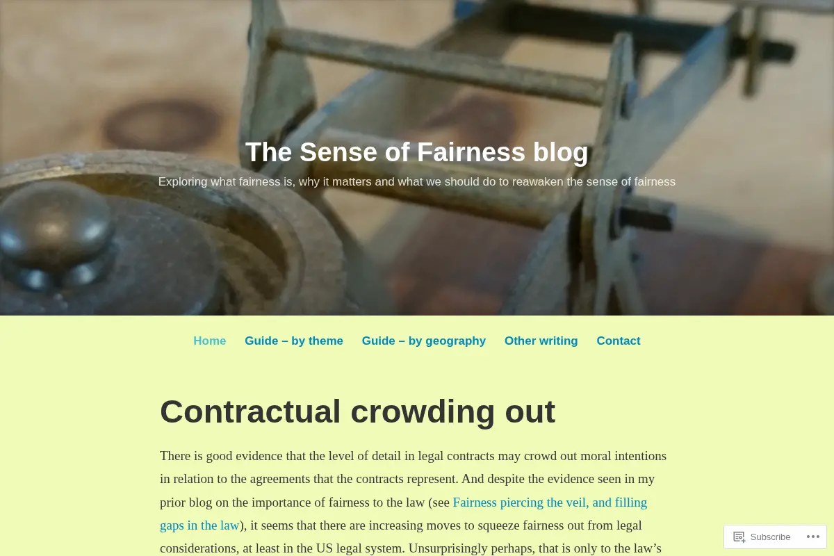 The Sense of Fairness blog