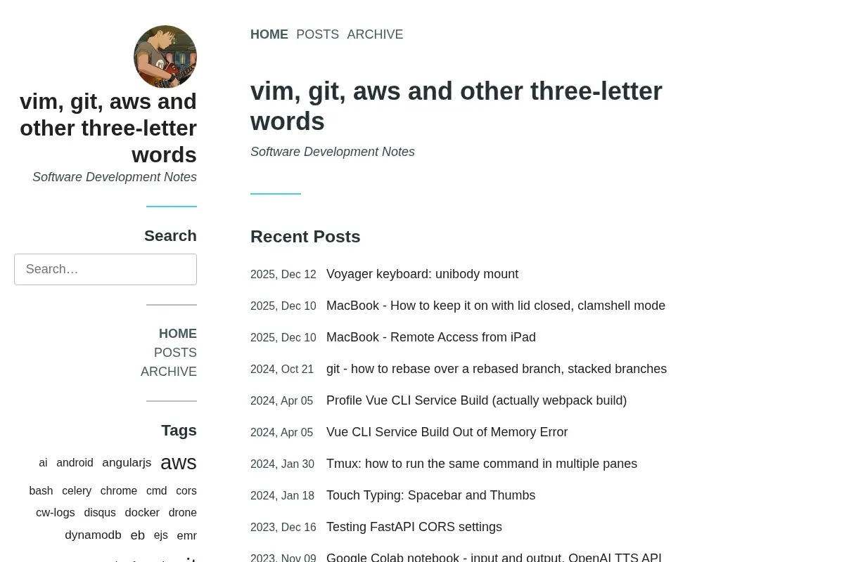 vim, git, aws and other three-letter words