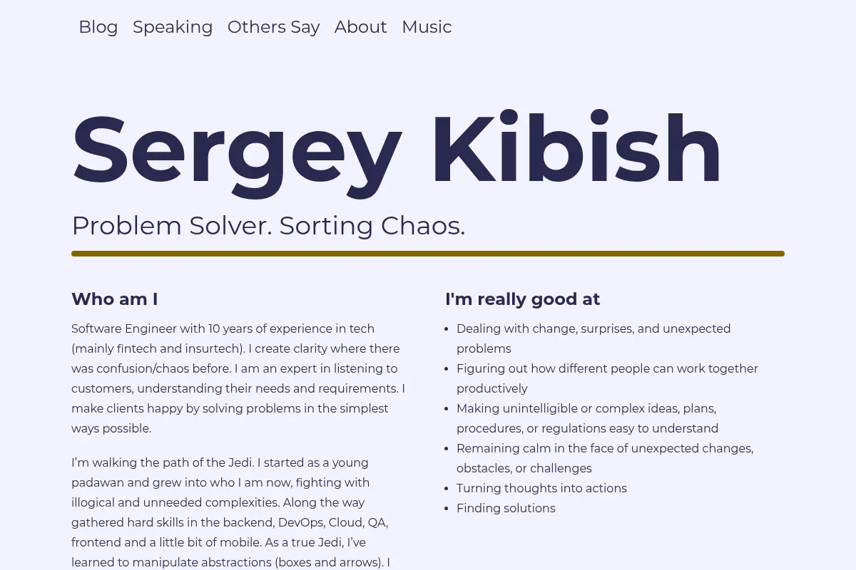 Sergey Kibish — Problem Solver