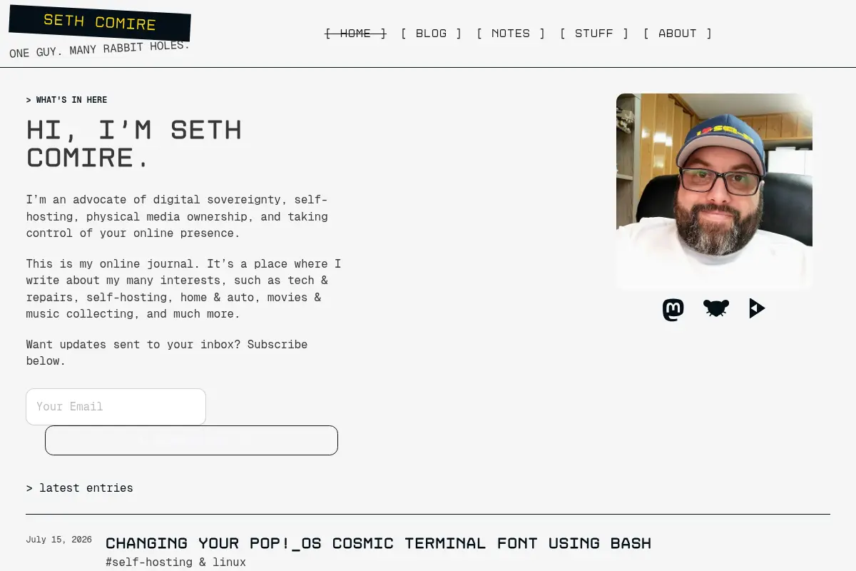 Seth Comire | One Guy, Many Rabbit Holes – One guy. Many rabbit holes.