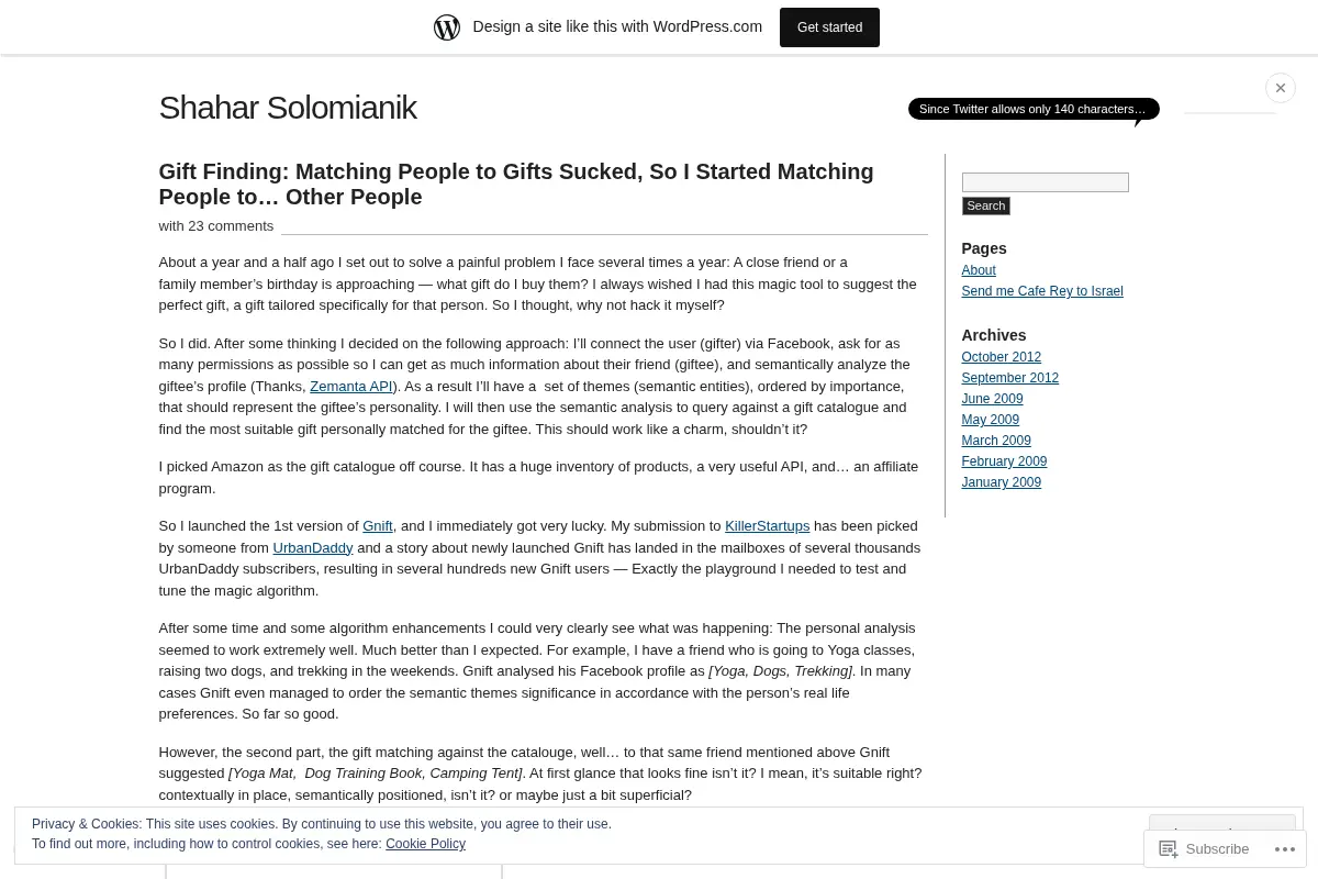 Shahar Solomianik | Since Twitter allows only 140 characters…