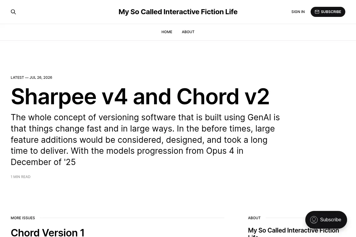 My So Called Interactive Fiction Life