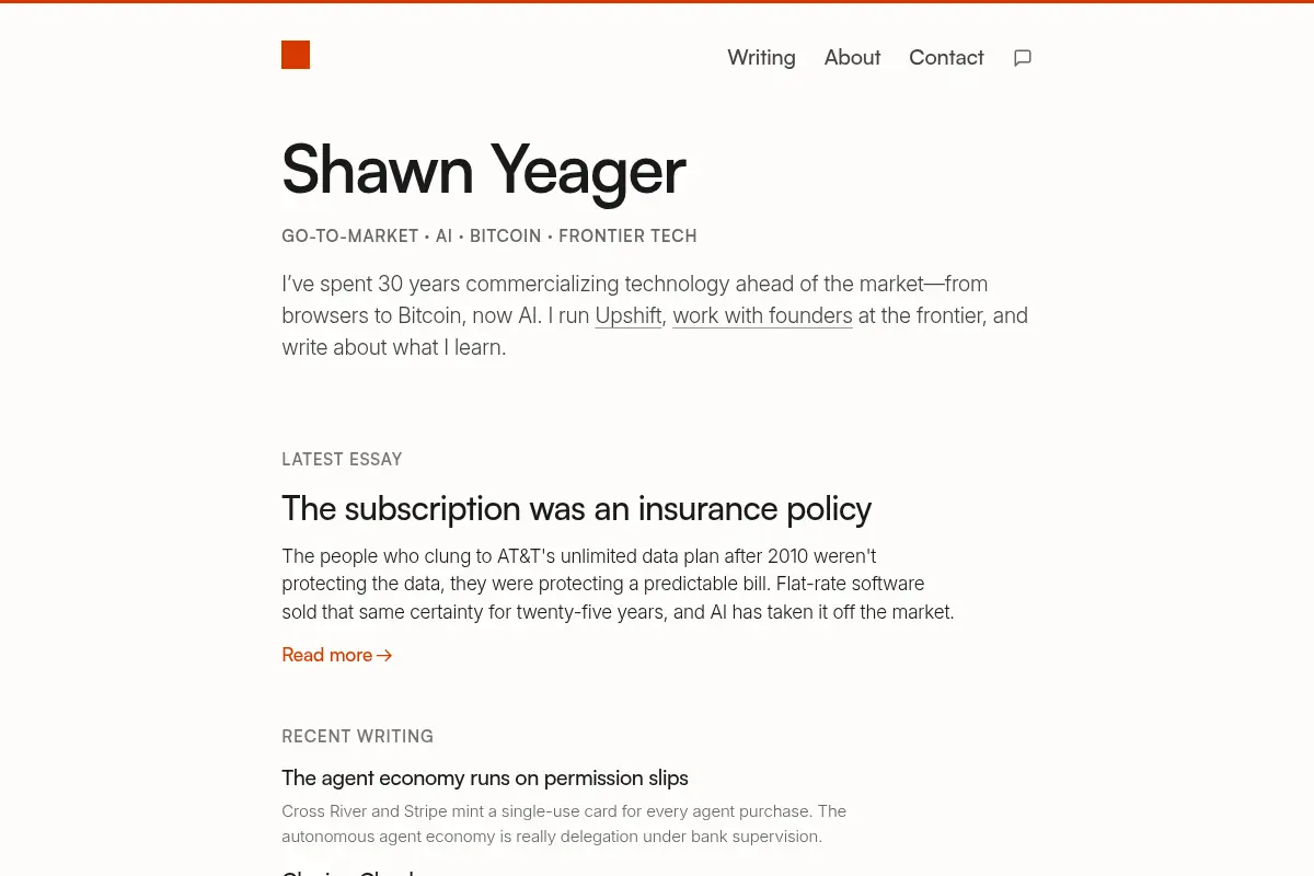 Shawn Yeager | Go-to-Market, AI, Bitcoin, Frontier Tech