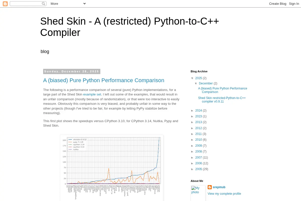 Shed Skin - A (restricted) Python-to-C++ Compiler