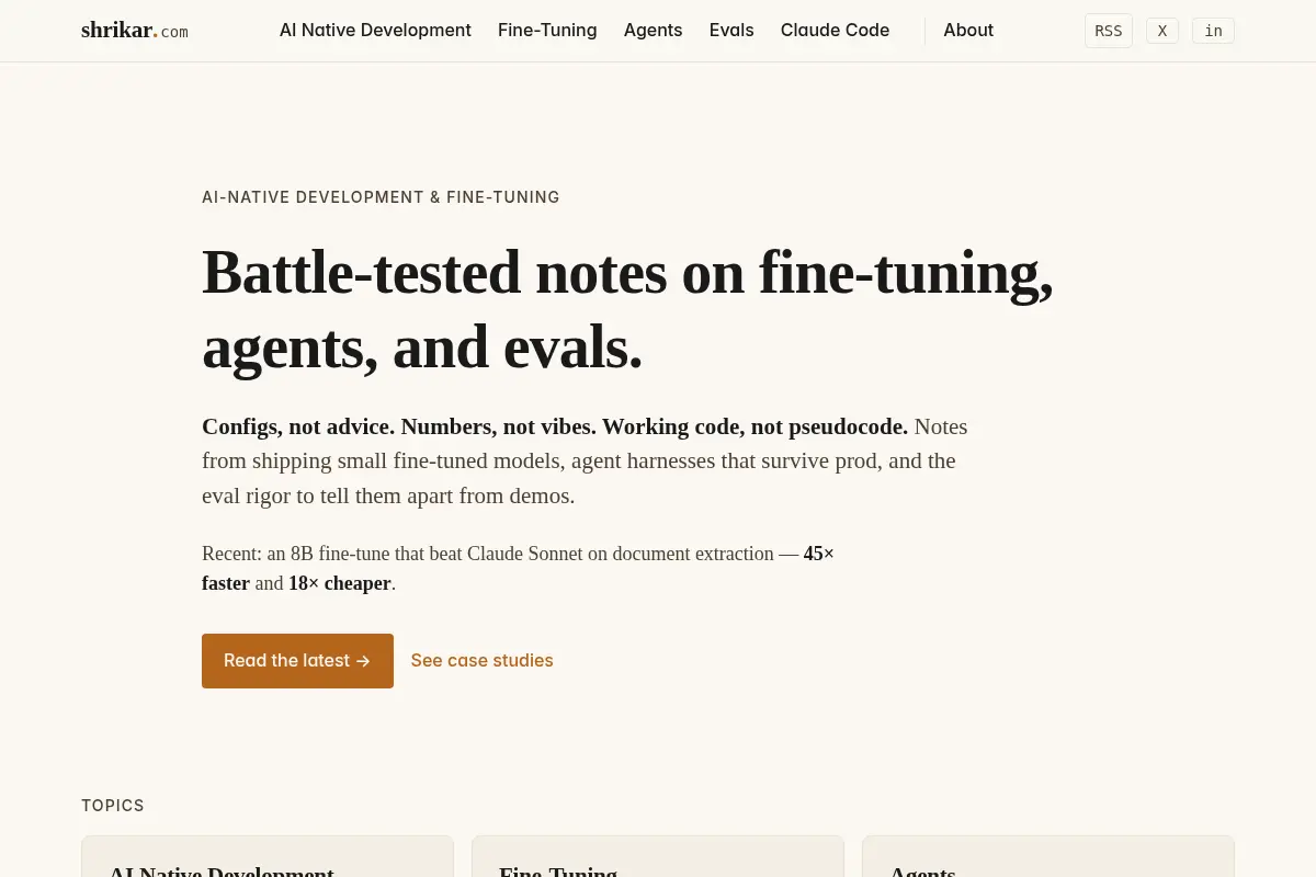 Shrikar Archak — battle-tested notes on fine-tuning, agents, and evals