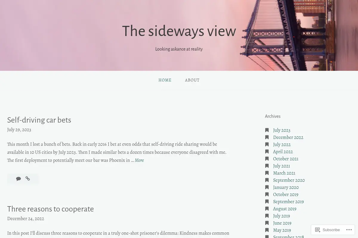 The sideways view – Looking askance at reality