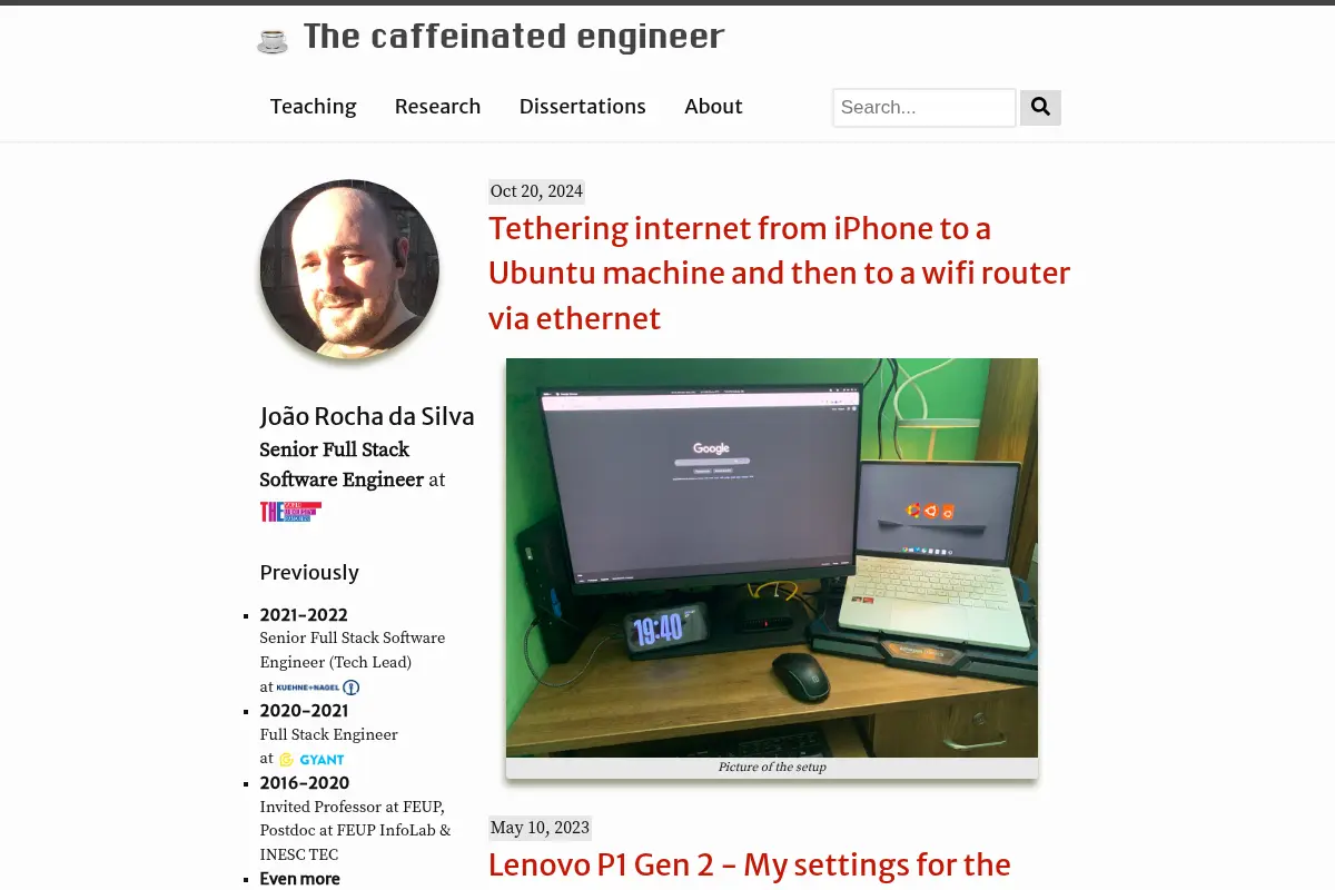 The caffeinated engineer | João Rocha da Silva, Software Engineer