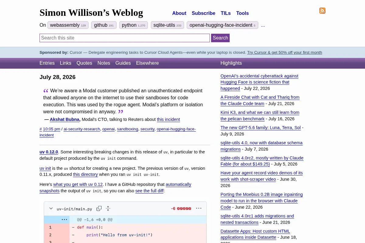 Simon Willison’s Weblog