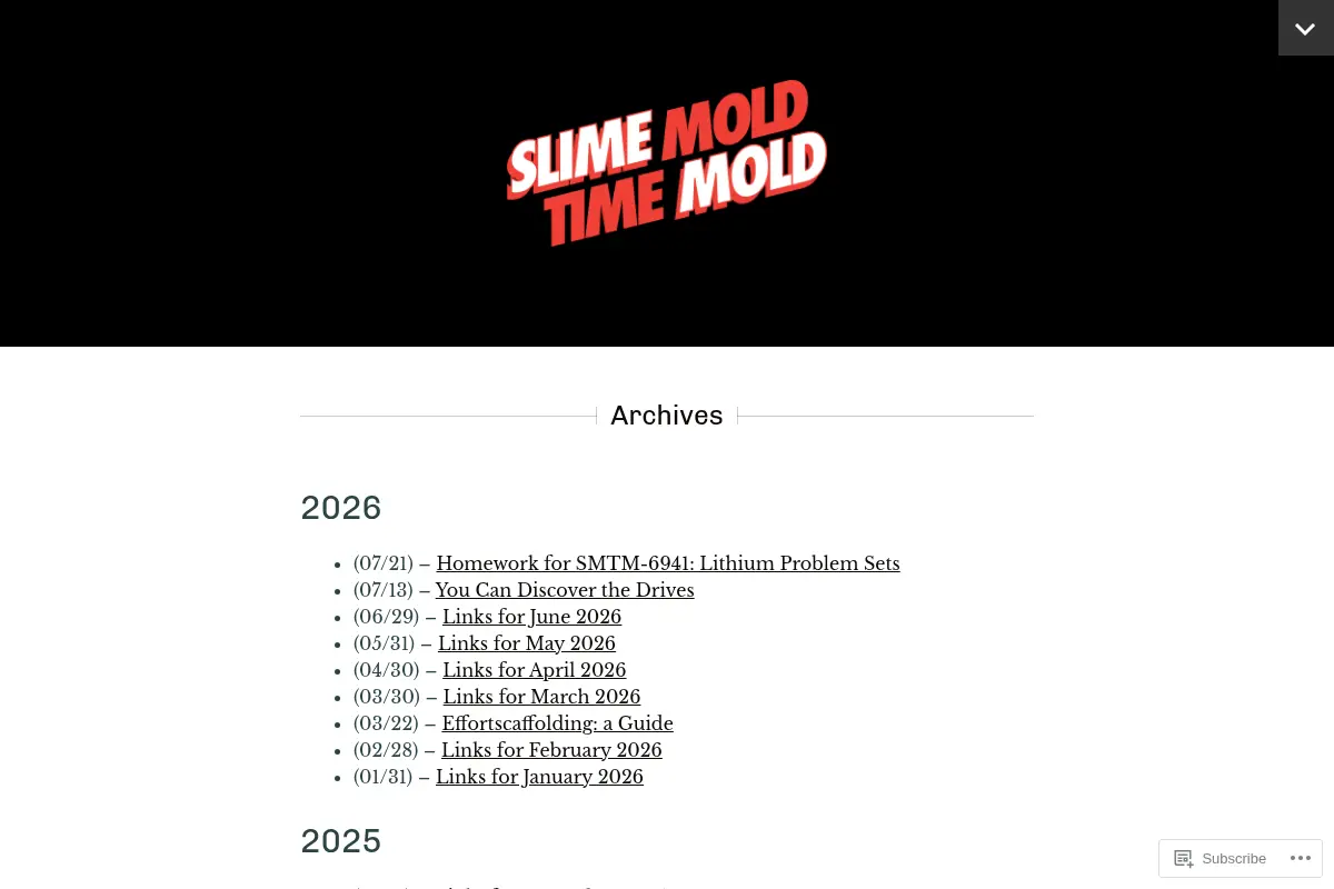 Slime Mold Time Mold – Mad Science Blogging