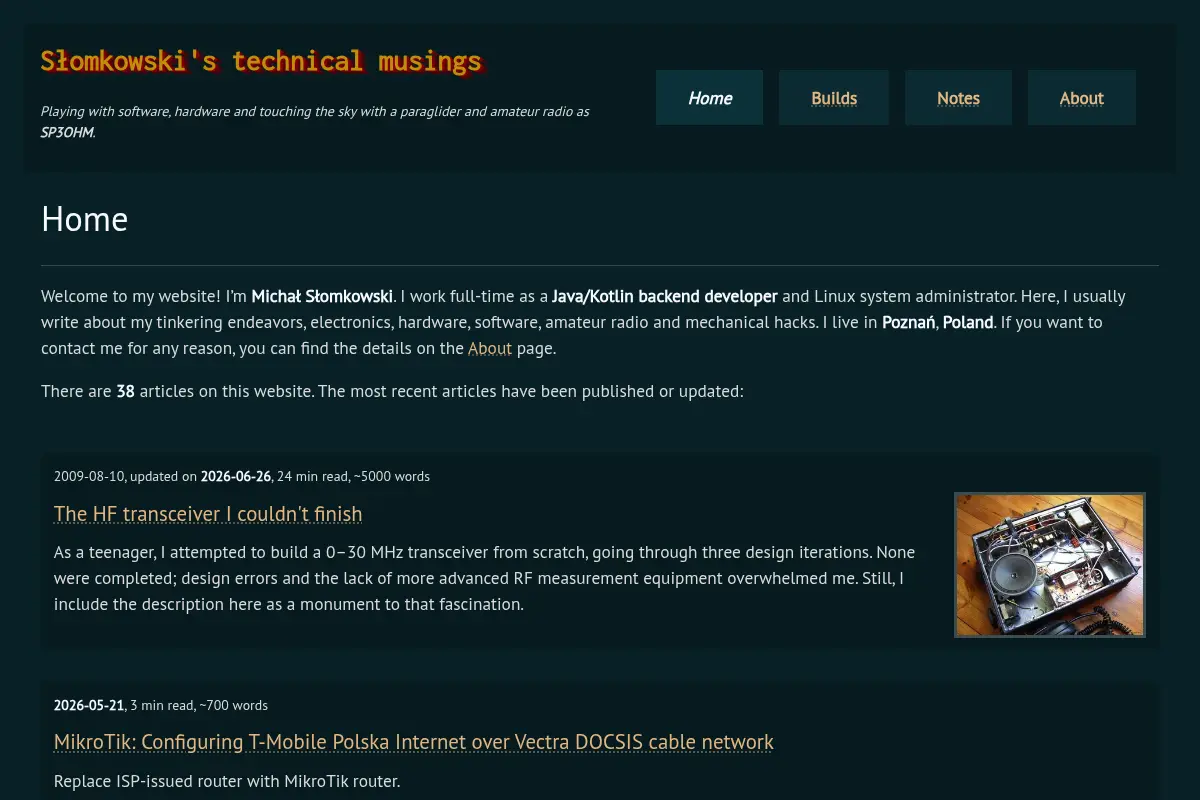 Słomkowski's technical musings