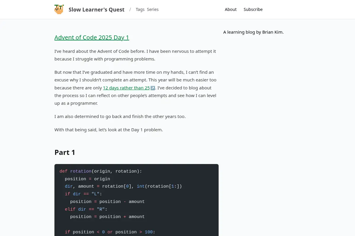 Slow Learner's Quest